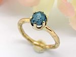 raw blue diamond and 14k yellow gold nesting viking engagement ring1