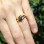 raw blue diamond and 14k yellow gold nesting viking engagement ring1