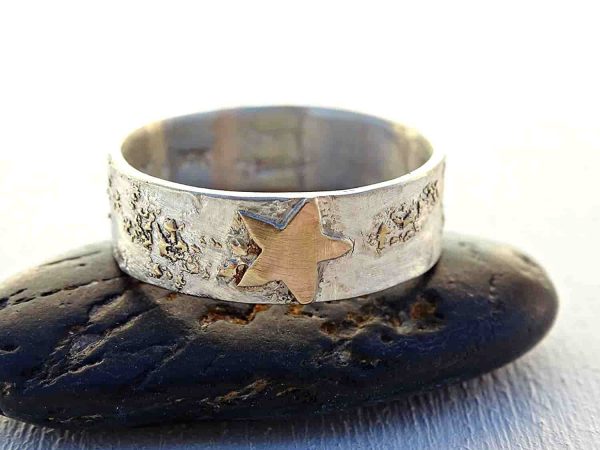 starry night sky viking wedding band with 14k gold sterling silver7