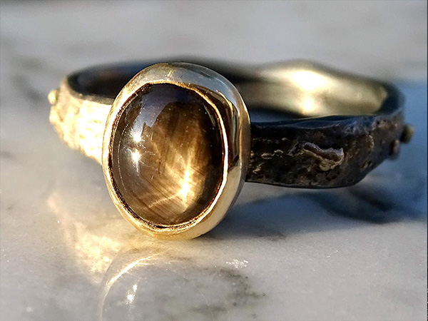 black star sapphire 14k gold viking engagement ring 3
