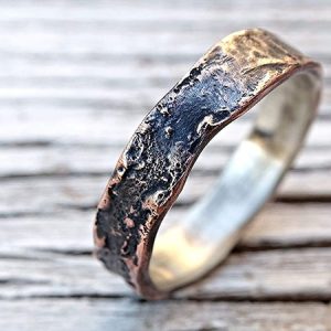 dark copper with silver lining molten wedding band 5 min