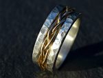 forged viking sterling silver gold braided wedding band 2 min
