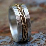 forged viking sterling silver gold braided wedding band 2 min