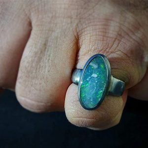 mens black silver opal viking engagement ring 1 min