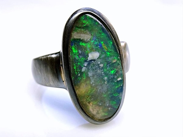 mens black silver opal viking engagement ring min