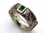 mens viking emerald celtic wedding ring with gold and silver min
