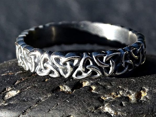 Sterling Silver Viking Eternitytrinity Ring Wedding Band Viking Front 