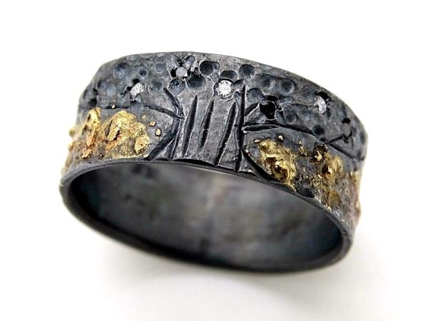 diamond wedding band celtic tree of life ring black silver 14k gold