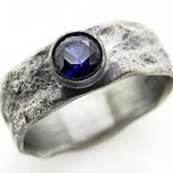 molten silver ring sapphire mens ring3