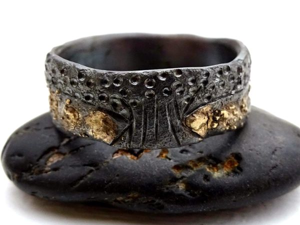tree of life ring black silver 14k gold2