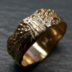 viking wedding band gold engagement ring molten gold3