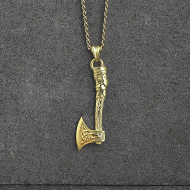18k gold intricate viking axe necklacejpg